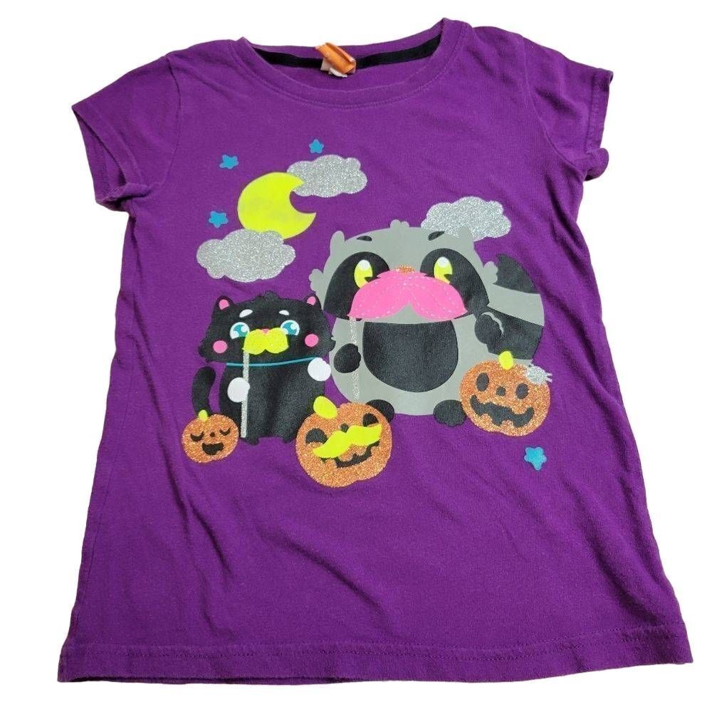 Halloween cat racoon mustache shirt S6/6x